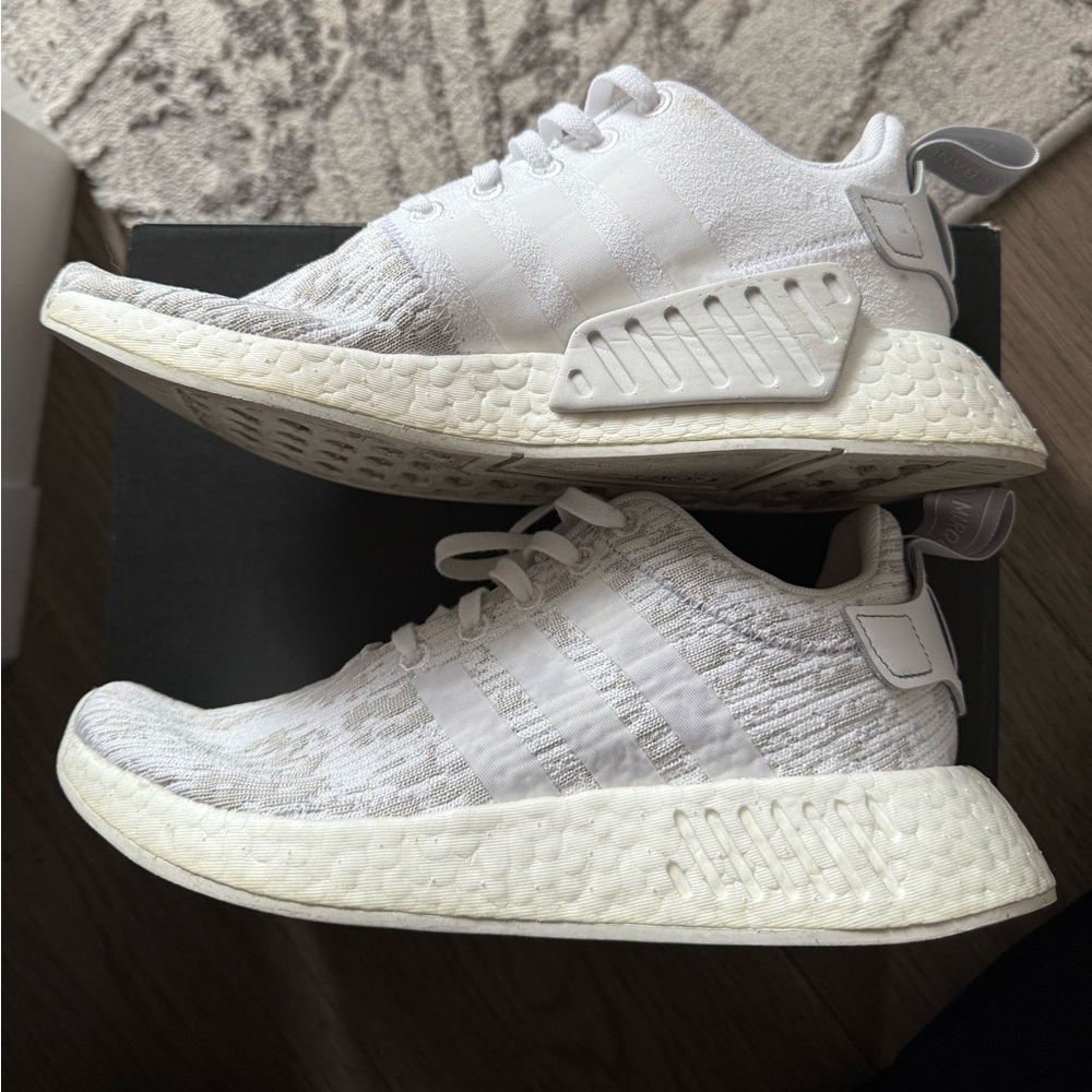 Adidas NMD R2 White Sneakers (Women) - Picture 3 of 9